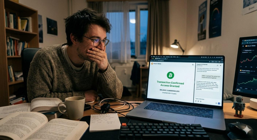 Zapomenuté bitcoiny za 8 milionů: jak AI Claude pomohla studentovi k životnímu pokladu